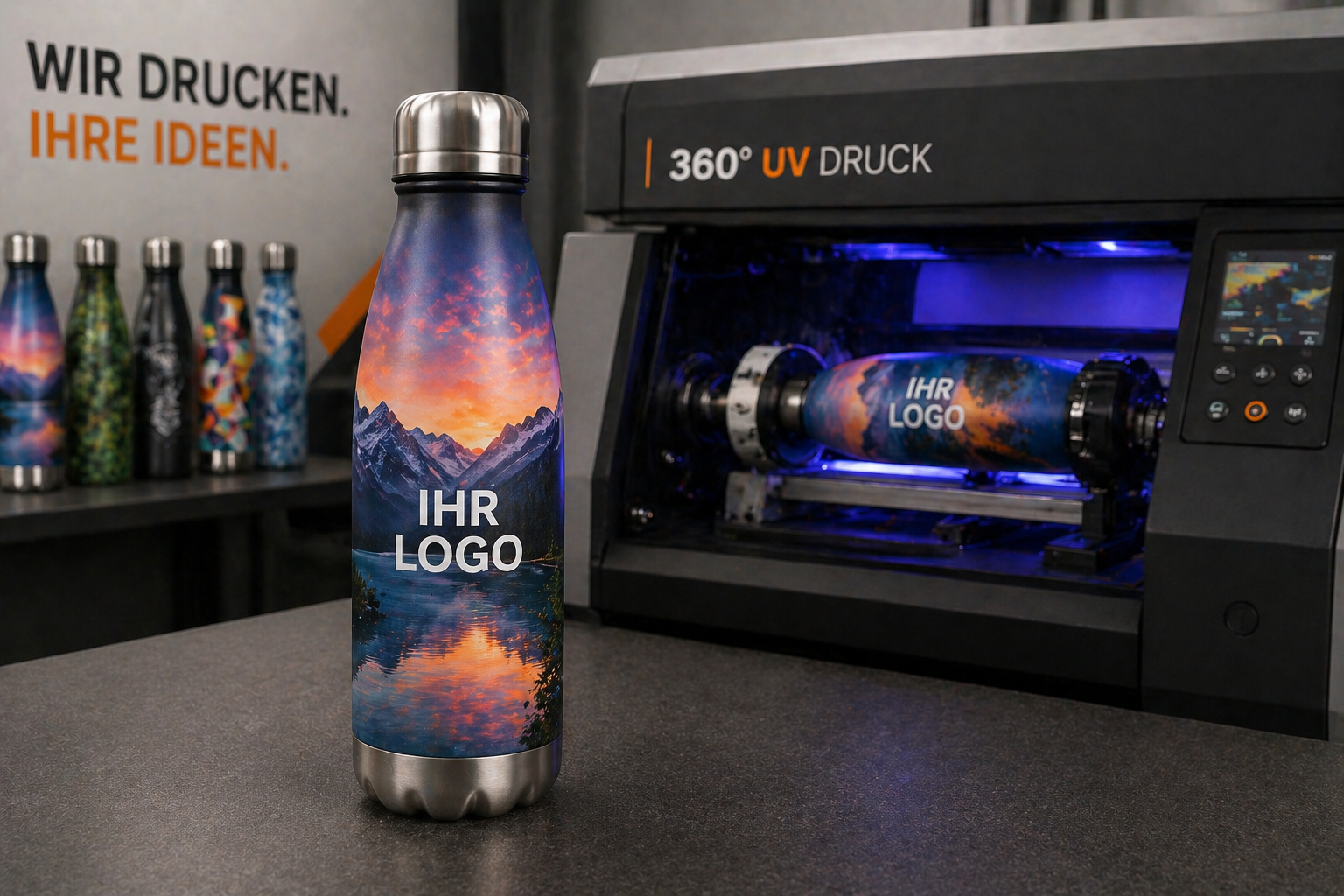UV360 Print auf Trinkflasche