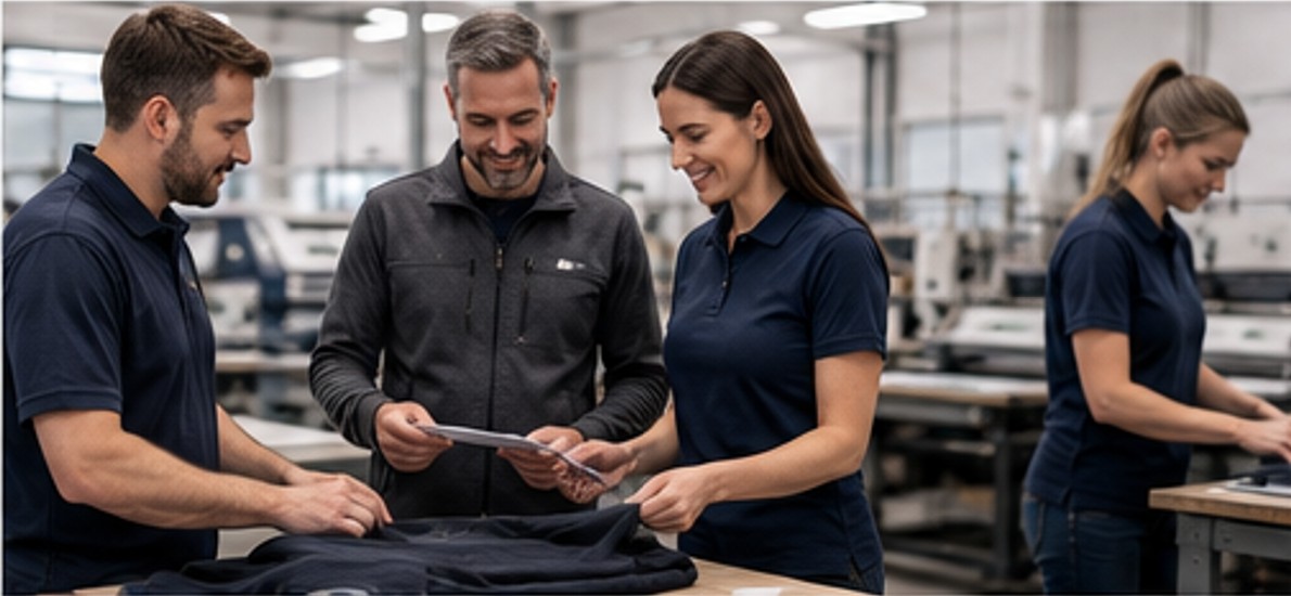 Einheitlich veredelte Teamkleidung für Unternehmen